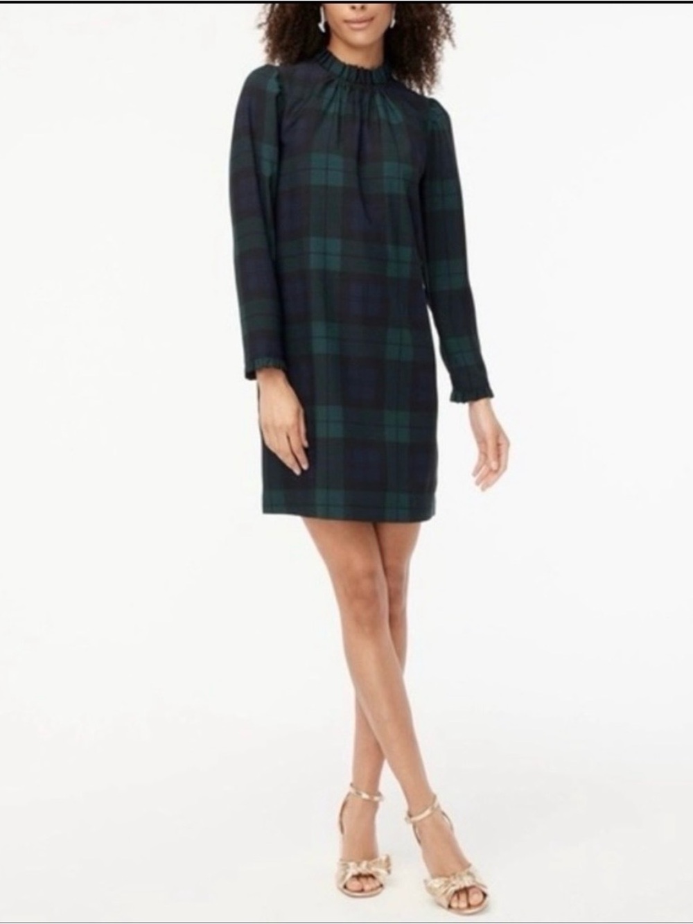 NWT J Crew Factory size 4 green plaid tartan shift dress blackwatch Christmas